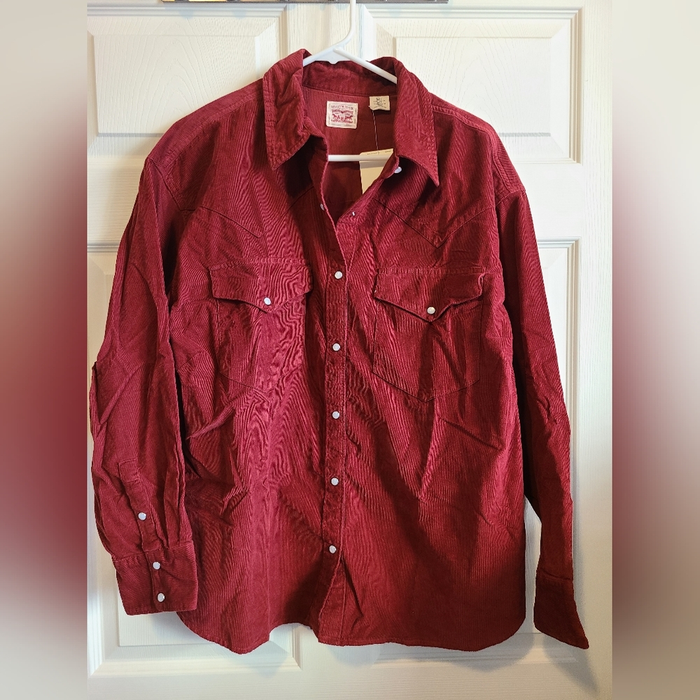Brand New Levis Dylan Oversizex Western Shirt 1x Red